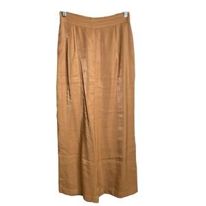 Oysho Women's Yellow Wide Leg Satin Pants Size S High Waisted Oversized Flowy